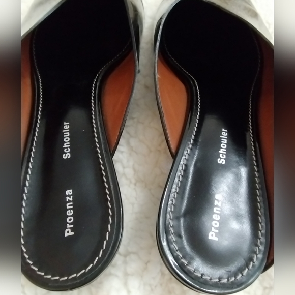 🛑SOLD🛑 PROENZA SCHOULER Black Patent Leather Mules Kitten Heel - Picture 8 of 16